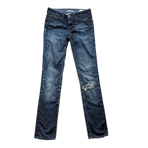 GAP Blue Straight Leg Jeans with Distressed Details Women’s 25